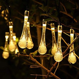 Lampki solarne ogrodowe łezki 6,5m 30LED ciepły biały