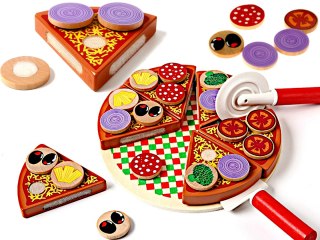 Pizza drewniany zestaw do zabawy na rzep akcesoria łopatka nóż talerz nauka krojenia 20cm