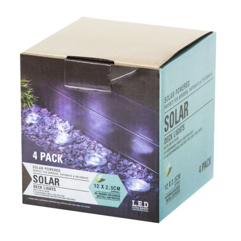 Lampy ogrodowe solarne najazdowe gruntowe czujnik zmierzchu wbijane świecący dysk 8LED 4szt. ciepły biały
