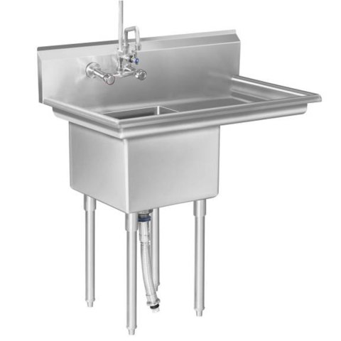 Zlew gastronomiczny ze stali nierdzewnej basen jednokomorowy + półka 100x60cm Zlew gastronomiczny ze stali nierdzewnej basen jednokomorowy + półka 100x60cm