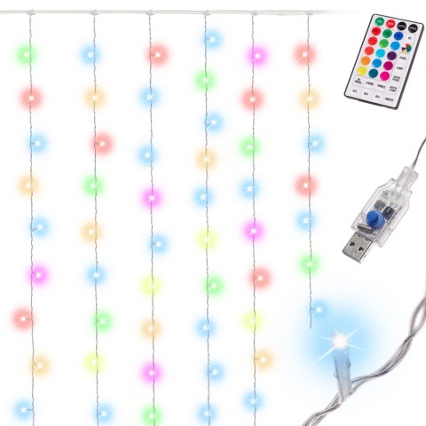 Kurtyna świetlna girlanda lampki LED 3x3m 200LED USB multikolor + pilot 16kolorów z pamięcią Kurtyna świetlna girlanda lampki LED 3x3m 200LED USB multikolor + pilot 16kolorów z pamięcią