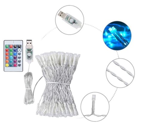 Kurtyna świetlna girlanda lampki LED 3x3m 200LED USB multikolor + pilot 16kolorów z pamięcią Kurtyna świetlna girlanda lampki LED 3x3m 200LED USB multikolor + pilot 16kolorów z pamięcią