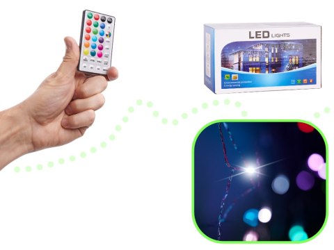 Kurtyna świetlna girlanda lampki LED 3x3m 200LED USB multikolor + pilot 16kolorów z pamięcią Kurtyna świetlna girlanda lampki LED 3x3m 200LED USB multikolor + pilot 16kolorów z pamięcią
