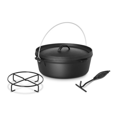 Kociołek garnek żeliwny myśliwski na ognisko grill kuchenkę śr. 31cm 6L + STOJAK Kociołek garnek żeliwny myśliwski na ognisko grill kuchenkę śr. 31cm 6L + STOJAK