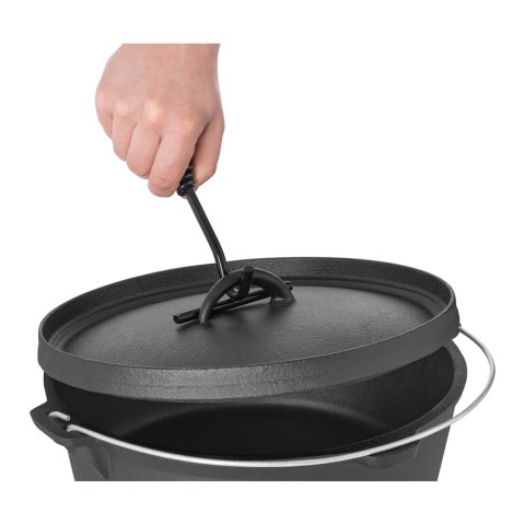 Kociołek garnek żeliwny myśliwski na ognisko grill kuchenkę śr. 31cm 6L + STOJAK Kociołek garnek żeliwny myśliwski na ognisko grill kuchenkę śr. 31cm 6L + STOJAK
