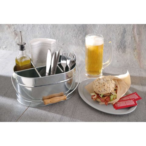 Pojemnik na sztućce sosy i serwetki stalowy z uchwytem 245x167mm Pojemnik na sztućce sosy i serwetki stalowy z uchwytem 245x167mm