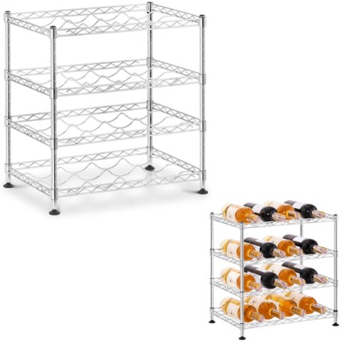 Regał stojak na butelki z winem metalowy 4 półki 45 x 30 x 47 cm na 16 butelek do 50 kg Regał stojak na butelki z winem metalowy 4 półki 45 x 30 x 47 cm na 16 butelek do 50 kg