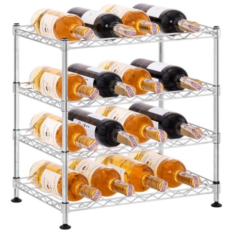 Regał stojak na butelki z winem metalowy 4 półki 45 x 30 x 47 cm na 16 butelek do 50 kg Regał stojak na butelki z winem metalowy 4 półki 45 x 30 x 47 cm na 16 butelek do 50 kg