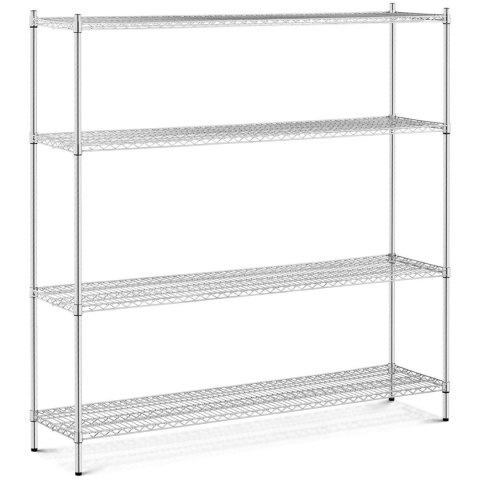 Regał magazynowy chromowany 4 półki ażurowe do 1 t 1000 kg 180x45x180 cm Regał magazynowy chromowany 4 półki ażurowe do 1 t 1000 kg 180x45x180 cm