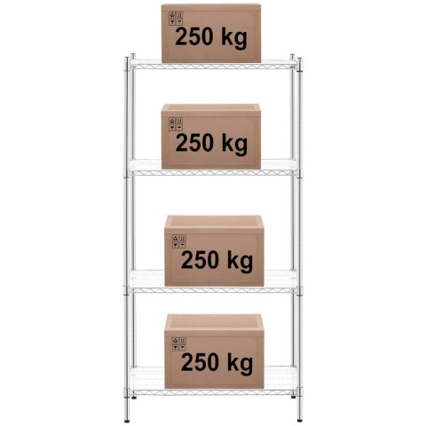 Regał warsztatowy chromowany druciany 4 półki + 4 maty do 1 t 1000 kg 90x45x180 cm Regał warsztatowy chromowany druciany 4 półki + 4 maty do 1 t 1000 kg 90x45x180 cm