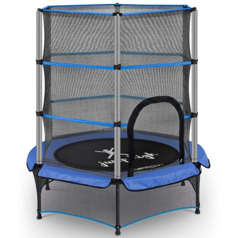 Trampolina dla dzieci z siatką zabezpieczającą do 50 kg śr. 140 cm niebieska Trampolina dla dzieci z siatką zabezpieczającą do 50 kg śr. 140 cm niebieska