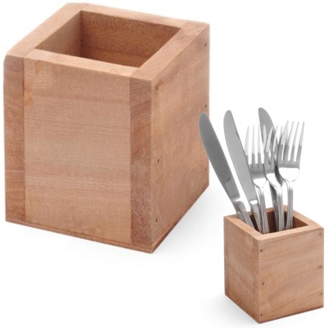 Pojemnik na sztućce drewniany kwadratowy 80x80x95 mm - Hendi 664186 Pojemnik na sztućce drewniany kwadratowy 80x80x95 mm - Hendi 664186