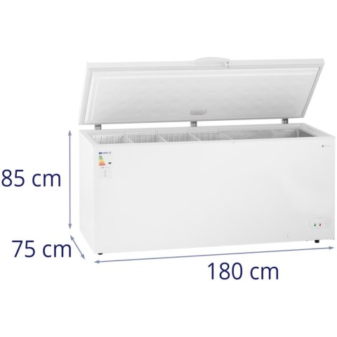 Zamrażarka skrzyniowa zamykana na klucz 4 kosze 560 l -12 do -28 C 135 W Zamrażarka skrzyniowa zamykana na klucz 4 kosze 560 l -12 do -28 C 135 W