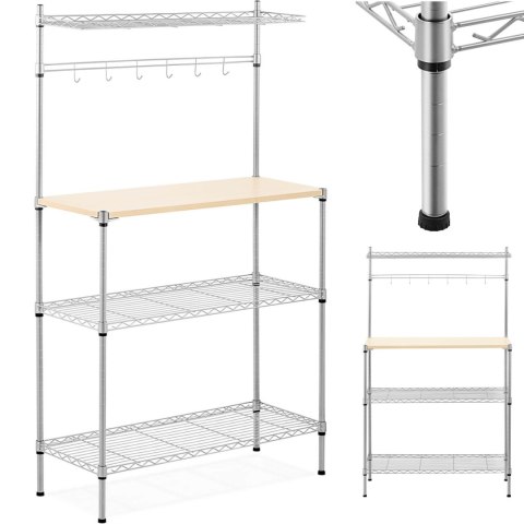 Regał druciany metalowy do kuchni magazynu 4 półki haczyki 90 x 35 x 152 cm do 121 kg Regał druciany metalowy do kuchni magazynu 4 półki haczyki 90 x 35 x 152 cm do 121 kg