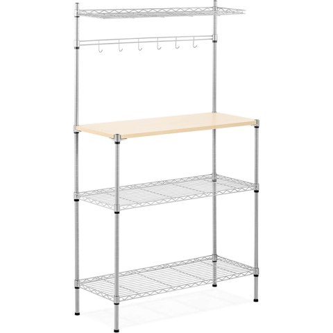 Regał druciany metalowy do kuchni magazynu 4 półki haczyki 90 x 35 x 152 cm do 121 kg Regał druciany metalowy do kuchni magazynu 4 półki haczyki 90 x 35 x 152 cm do 121 kg