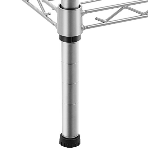 Regał druciany metalowy do kuchni magazynu 4 półki haczyki 90 x 35 x 152 cm do 121 kg Regał druciany metalowy do kuchni magazynu 4 półki haczyki 90 x 35 x 152 cm do 121 kg