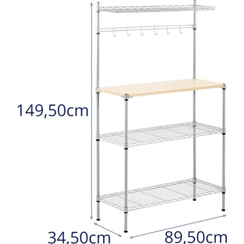 Regał druciany metalowy do kuchni magazynu 4 półki haczyki 90 x 35 x 152 cm do 121 kg Regał druciany metalowy do kuchni magazynu 4 półki haczyki 90 x 35 x 152 cm do 121 kg
