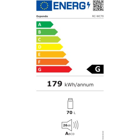 Winiarka lodówka chłodziarka do wina napojów 6 półek LED 70 l czarna Winiarka lodówka chłodziarka do wina napojów 6 półek LED 70 l czarna