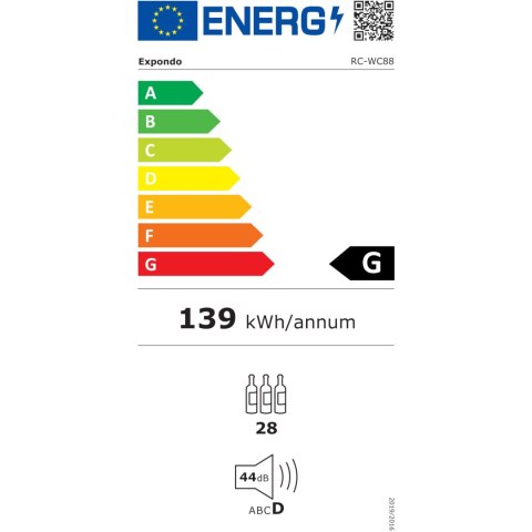 Winiarka lodówka chłodziarka do wina napojów na 28 butelek LED 88 l czarna Winiarka lodówka chłodziarka do wina napojów na 28 butelek LED 88 l czarna