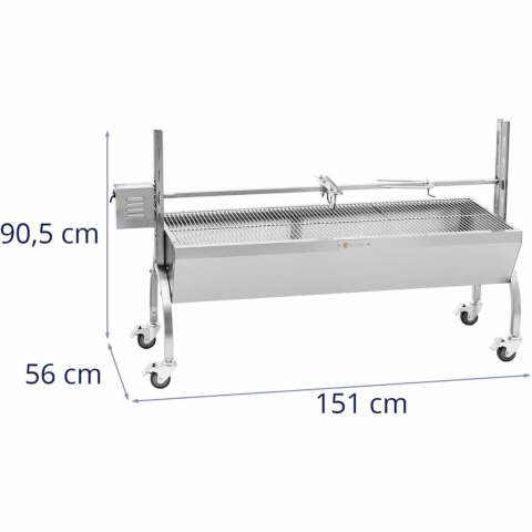 Grill węglowy z rożnem obrotowym elektrycznym do pieczenia prosiaka 13 W 40 kg 137 cm Grill węglowy z rożnem obrotowym elektrycznym do pieczenia prosiaka 13 W 40 kg 137 cm