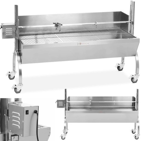 Grill węglowy z rożnem obrotowym elektrycznym do pieczenia prosiaka z osłoną 13 W 40 kg 137 cm Grill węglowy z rożnem obrotowym elektrycznym do pieczenia prosiaka z osłoną 13 W 40 kg 137 cm