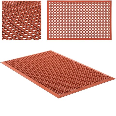 Mata wycieraczka gumowa antypoślizgowa ażurowa 153 x 92 x 1 cm czerwona Mata wycieraczka gumowa antypoślizgowa ażurowa 153 x 92 x 1 cm czerwona
