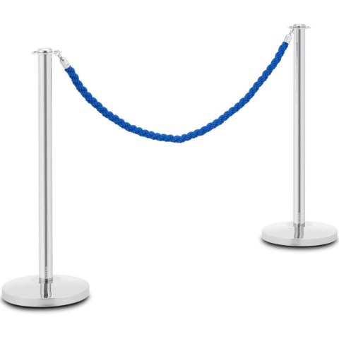 Słupek odgradzający hotelowy srebrny z niebieską liną 150 cm STAL - 2 szt. Słupek odgradzający hotelowy srebrny z niebieską liną 150 cm STAL - 2 szt.