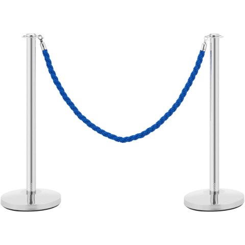 Słupek odgradzający hotelowy srebrny z niebieską liną 150 cm STAL - 2 szt. Słupek odgradzający hotelowy srebrny z niebieską liną 150 cm STAL - 2 szt.