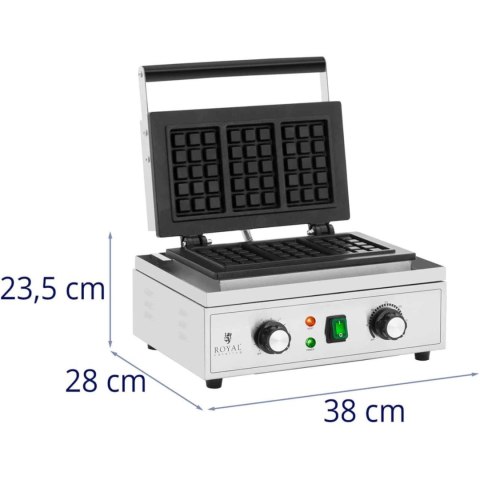 Gofrownica prostokątna na 3 gofry belgijskie TEFLON 1500 W Gofrownica prostokątna na 3 gofry belgijskie TEFLON 1500 W