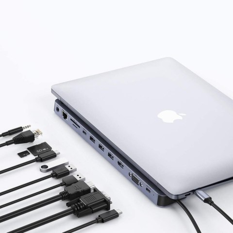 Stacja dokująca adapter hub USB Typ C 11w1 100W PD szary Stacja dokująca adapter hub USB Typ C 11w1 100W PD szary