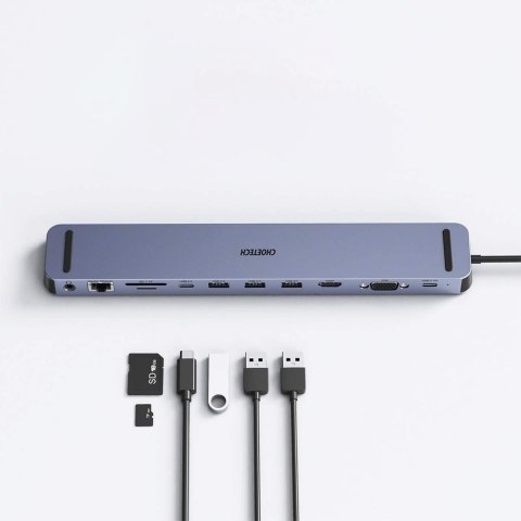 Stacja dokująca adapter hub USB Typ C 11w1 100W PD szary Stacja dokująca adapter hub USB Typ C 11w1 100W PD szary