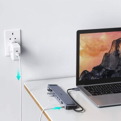 Stacja dokująca adapter hub USB Typ C 11w1 100W PD szary Stacja dokująca adapter hub USB Typ C 11w1 100W PD szary