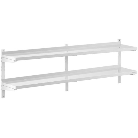 Półka ścienna wisząca gastronomiczna podwójna z regulacją STAL 200 x 30 cm Półka ścienna wisząca gastronomiczna podwójna z regulacją STAL 200 x 30 cm