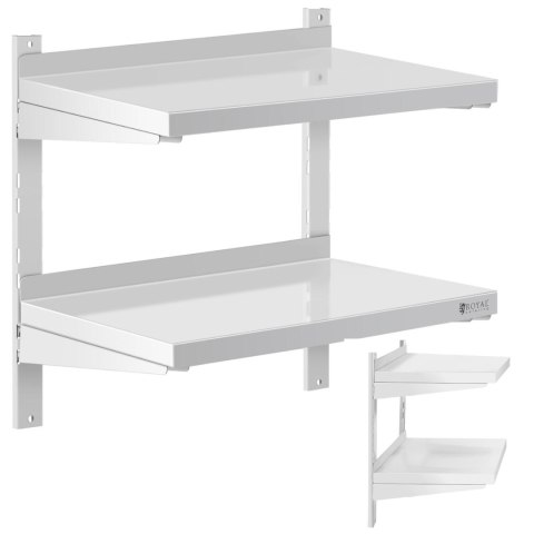 Półka ścienna wisząca gastronomiczna podwójna z regulacją STAL 60 x 40 cm Półka ścienna wisząca gastronomiczna podwójna z regulacją STAL 60 x 40 cm