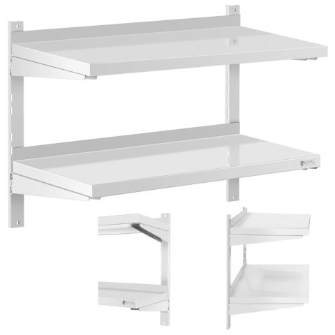 Półka ścienna wisząca gastronomiczna podwójna z regulacją STAL 80 x 40 cm Półka ścienna wisząca gastronomiczna podwójna z regulacją STAL 80 x 40 cm