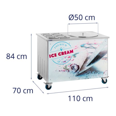 Maszyna do lodów tajskich rolowanych płyta mrożąca śr. 50 cm 6 x GN 740 W Maszyna do lodów tajskich rolowanych płyta mrożąca śr. 50 cm 6 x GN 740 W