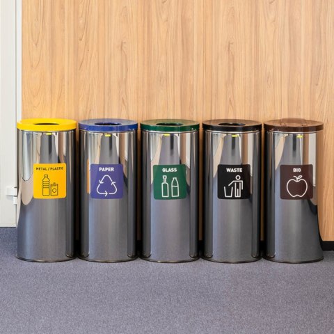 Kosz pojemnik do segregacji śmieci odpadów okrągły srebrny 45 l - bio Kosz pojemnik do segregacji śmieci odpadów okrągły srebrny 45 l - bio