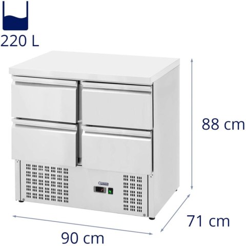 Stół chłodniczy z blatem roboczym 4 szufladami 4 x GN 1/2 220 l 235 W Stół chłodniczy z blatem roboczym 4 szufladami 4 x GN 1/2 220 l 235 W