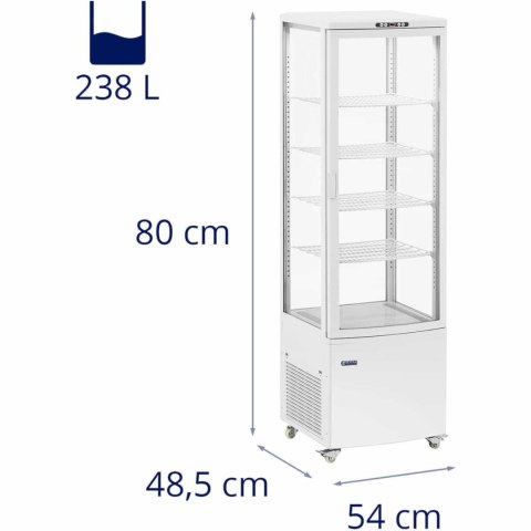 Witryna chłodnicza ekspozycyjna przeszklona 4 półki 238 l - biała Witryna chłodnicza ekspozycyjna przeszklona 4 półki 238 l - biała