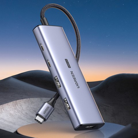 Stacja dokująca HUB USB-C - HDMI / 2x USB C / 2x USB-A Ugreen CM500 - szary Stacja dokująca HUB USB-C - HDMI / 2x USB C / 2x USB-A Ugreen CM500 - szary