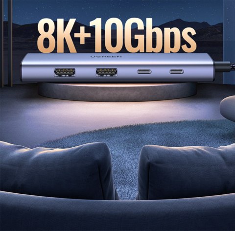 Stacja dokująca HUB USB-C - HDMI / 2x USB C / 2x USB-A Ugreen CM500 - szary Stacja dokująca HUB USB-C - HDMI / 2x USB C / 2x USB-A Ugreen CM500 - szary