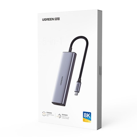 Stacja dokująca HUB USB-C - HDMI / 2x USB C / 2x USB-A Ugreen CM500 - szary Stacja dokująca HUB USB-C - HDMI / 2x USB C / 2x USB-A Ugreen CM500 - szary