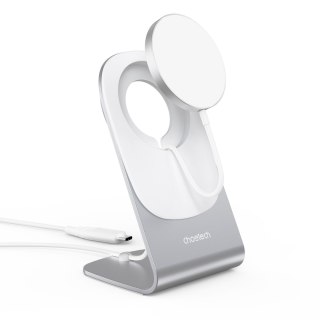Ładowarka indukcyjna 15W Qi z MagSafe + stojak magnetyczny na telefon - biała