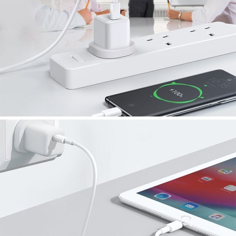 Ładowarka sieciowa do telefonu USB-C USB 30W PD QC 4.5A angielska wtyczka UK biały