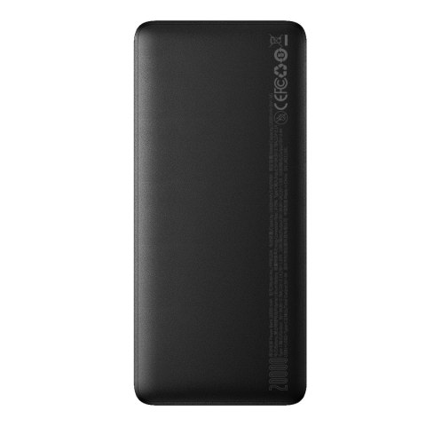 Powerbank 10000mAh USB / USB-C 25W PD QC + kabel USB-C - czarny Powerbank 10000mAh USB / USB-C 25W PD QC + kabel USB-C - czarny