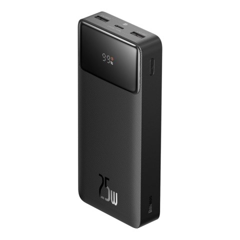 Powerbank 10000mAh USB / USB-C 25W PD QC + kabel USB-C - czarny Powerbank 10000mAh USB / USB-C 25W PD QC + kabel USB-C - czarny