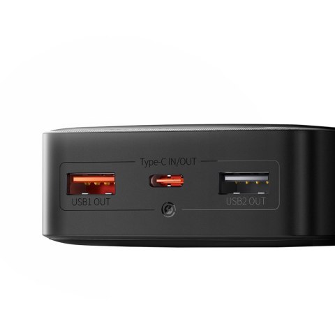 Powerbank 10000mAh USB / USB-C 25W PD QC + kabel USB-C - czarny Powerbank 10000mAh USB / USB-C 25W PD QC + kabel USB-C - czarny