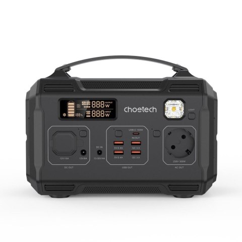 Przenośna turystyczna stacja zasilania powerbank 281Wh 300W LED - czarna
