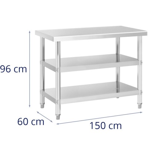 Stół blat roboczy stalowy nierdzewny 2 półki 100x60cm Stół blat roboczy stalowy nierdzewny 2 półki 100x60cm