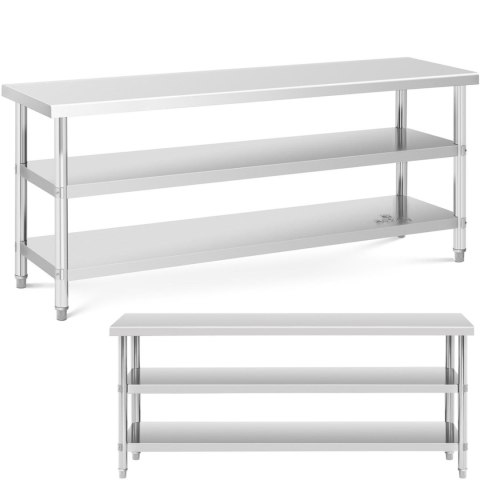 Stół blat roboczy stalowy nierdzewny 2 półki 200x60cm Stół blat roboczy stalowy nierdzewny 2 półki 200x60cm